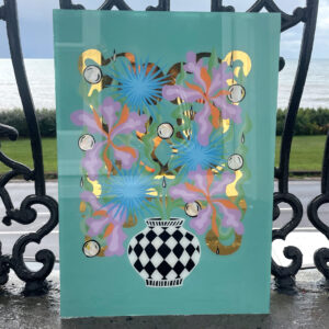VASE OF FLOWERS - TEAL